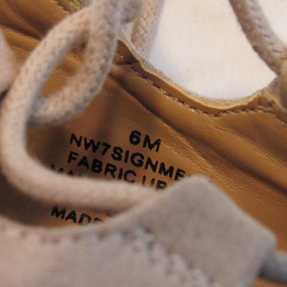 Nine West Beige Lace Up Tie Back Zip Sign Me Up Faux Suede Ballet Flats Size 6M - Picture 6 of 11